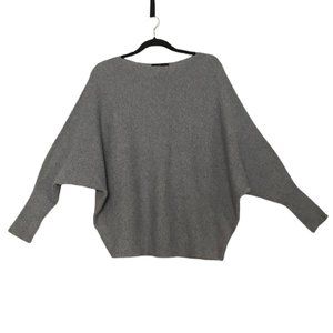 Joan Vass NY Women's Gray Cropped Ribbed Doman Sleeve Sweater Size XL